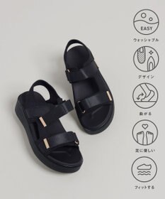 steppi 【洗える】厚底 ストラップサンダル ブラック