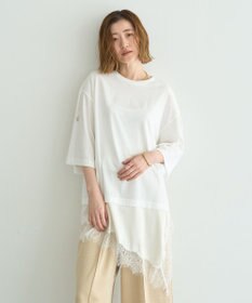 YECCA VECCA ドロストスリーブヘムレースTee