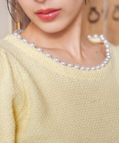 Tiaclasse 【洗える】衿パールニットトップス