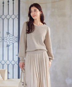 Tiaclasse 【洗える】衿パールニットトップス