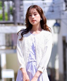 Tiaclasse 【洗える】7分袖前身レースカーディガン