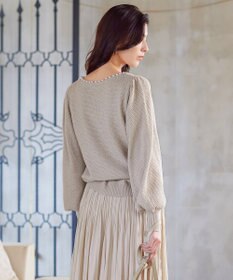 Tiaclasse 【洗える】衿パールニットトップス