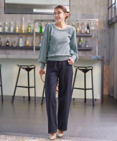 Tiaclasse 【洗える】衿パールニットトップス