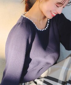 Tiaclasse 【洗える】衿パールニットトップス