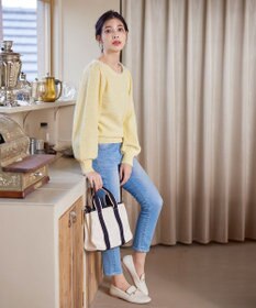 Tiaclasse 【洗える】衿パールニットトップス