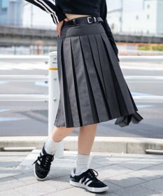 WEGO ベルト付プリーツミドルスカート