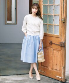 Tiaclasse 【洗える】7分袖前身レースカーディガン