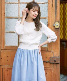 Tiaclasse 【洗える】7分袖前身レースカーディガン