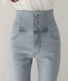 WEGO 【ストレッチ/美脚/脚長シルエット/XSSMサイズ展開】ハイウエストストレッチフレアデニムパンツ