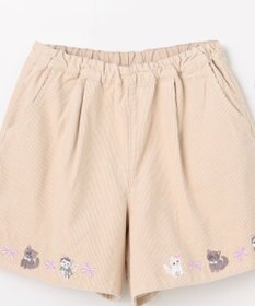 ANY KIDS ネコ刺繍 コーデュロイ ショートパンツ