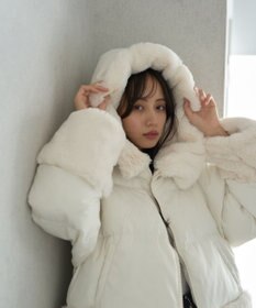 earth music&ecology フードファー中綿ショートコート