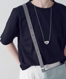 russet バイカラーレザーベルトフラットショルダーバッグ(SF-278)