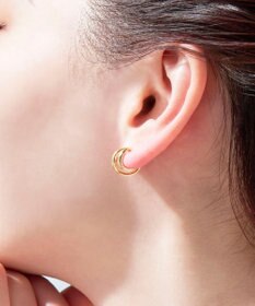 Phoebe 【金属アレルギー対応】【痛くないシリーズ】ダブルフープライトフィットイヤリング ゴールド
