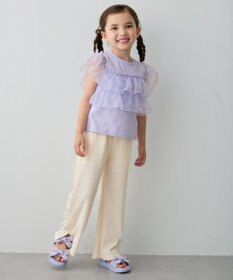 ANY KIDS ランダムリブ ワイドフレアパンツ