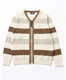 JOSEPH ABBOUD MOUNTAIN 【イタリア糸使用】 コットンスラブボーダー Vネック カーディガン