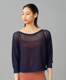 Chacott 【ノーソーイングニット】7分袖メッシュニットTシャツ