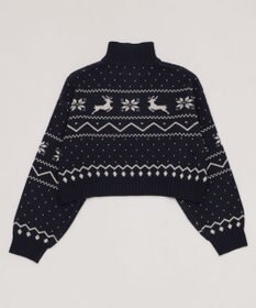 WEGO ノルディック柄ハーフジップニット