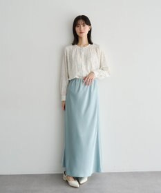 YECCA VECCA ラインフラワー柄ギャザーブラウス