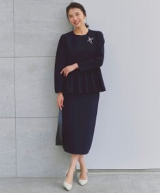 UNFILO BEAUTY FORM KNIT ペプラムセットアップ ネイビー