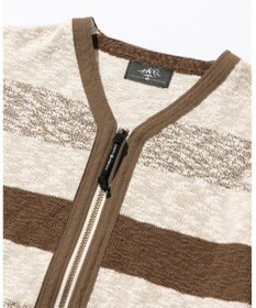 JOSEPH ABBOUD MOUNTAIN 【イタリア糸使用】 コットンスラブボーダー Vネック カーディガン