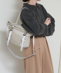 russet ナイロンジャガードメタルバックルショルダーバッグ M(CE-1671)