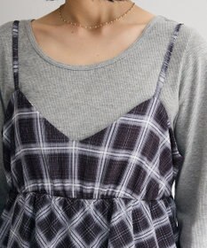 Green Parks ペプラムチェックキャミワンピース