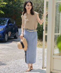 自由区 【洗える】コットンリネンシャンブレー スカート