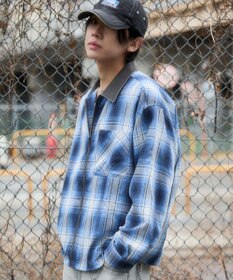 WEGO 【ユニセックス着用ITEM】オンブレチェックシャツジャケット