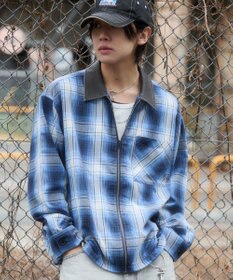 WEGO 【ユニセックス着用ITEM】オンブレチェックシャツジャケット