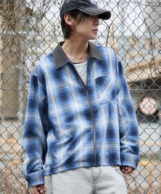 WEGO 【ユニセックス着用ITEM】オンブレチェックシャツジャケット