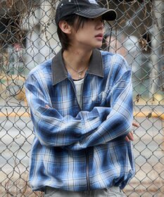 WEGO 【ユニセックス着用ITEM】オンブレチェックシャツジャケット