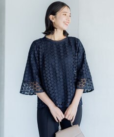 組曲 S 【WEB限定】フラワーレース袖フレア ブラウス