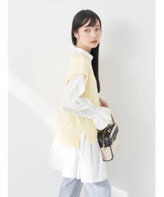 earth music&ecology ＳＥＴ２点Ｖネックベスト＋スタンドカラーチュニック