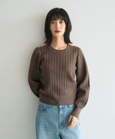 YECCA VECCA 金釦ミニケーブルニット