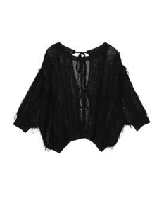 YECCA VECCA 2wayフリンジリボンニット