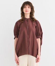 BEIGE， 【洗える】AMARYLLIS / シアーパフオーバーサイズブラウス Brown