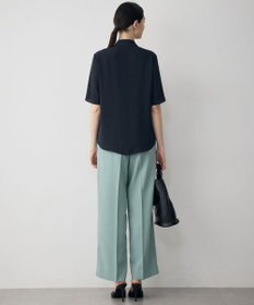 ICB L 【新色追加】BackSatinAmunzen 5分袖配色ボウタイブラウス