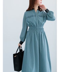 Te chichi バイカラーシャーリングワンピース