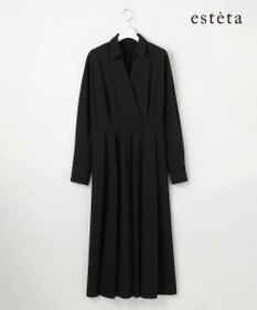 23区 L 【エステータ】ウールトロドライストレッチ カシュクールシャツ ワンピース