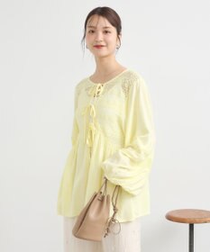 earth music&ecology レーヨンレースデザインシャツ