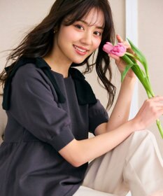 Feroux 肩リボン ペプラムニット