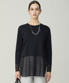 ICB サテンラッセルコンビ カットソー ブラック系