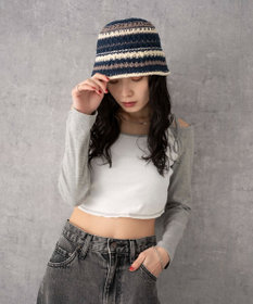 WEGO クロシェ編みボーダーハット