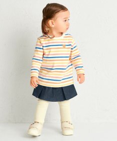 MIKI HOUSE HOT BISCUITS 【80-120cm】ボーダー柄 ワンポイント長袖Tシャツ