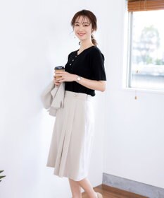 Tiaclasse L 【ダブルクロス】【洗える】アシンメトリープリーツスカート