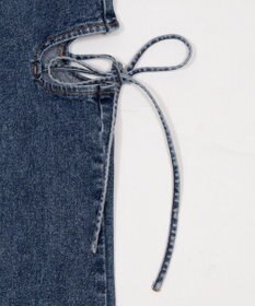 WEGO 【SMサイズ展開/伸びる】カットアウトリボンストレッチフレアデニムパンツ