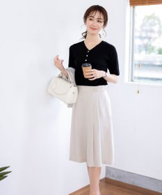 Tiaclasse 【ダブルクロス・洗える】アシンメトリープリーツスカート