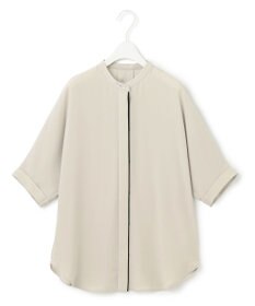 ICB 【人気のため新色追加・WEB限定カラーあり】BackSatinAmunzen 5分袖バンドカラーブラウス