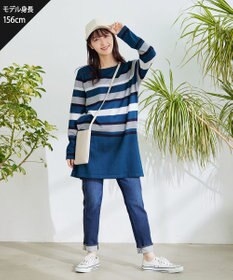 Tiaclasse 【洗える】マルチボーダーニットチュニック