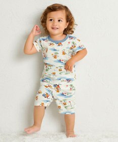 MIKI HOUSE HOT BISCUITS 【80-120cm】 リゾートビーンズ 腹巻き付き タック天竺素材 半袖パジャマ